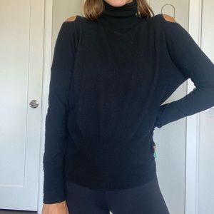 Vince Shoulder Cut Black Turtleneck